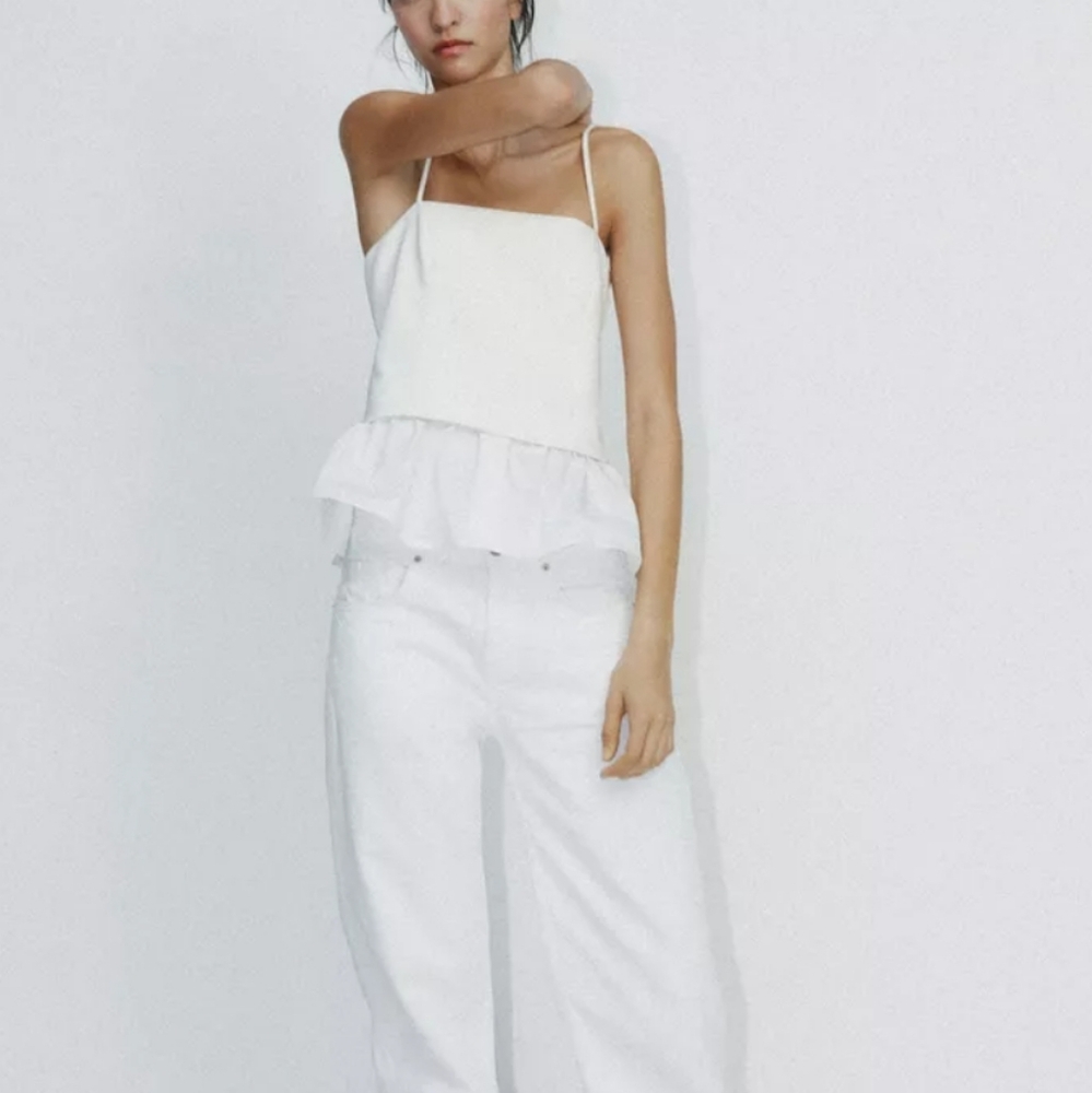 ZARA NEW With Tags White Mixed Poplin Top Camisole